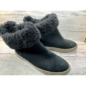 Cougar Devon Suede Waterproof Winter Sneaker Shoes Womens Size 8 Black Faux Fur